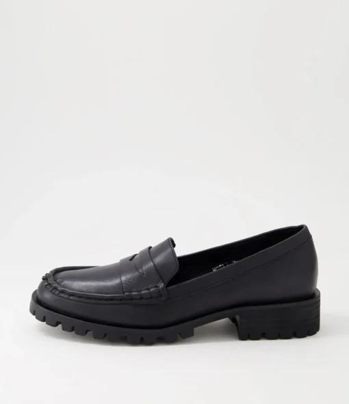 Discount Morla Black Leather Loafers Women Loafers