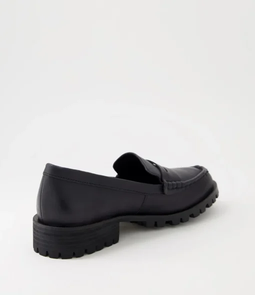 Discount Morla Black Leather Loafers Women Loafers