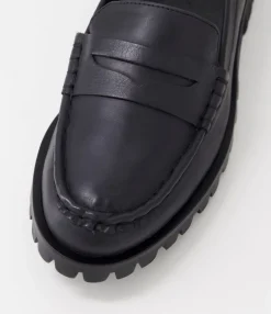 Discount Morla Black Leather Loafers Women Loafers