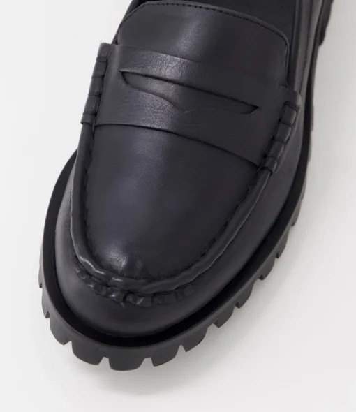 Discount Morla Black Leather Loafers Women Loafers
