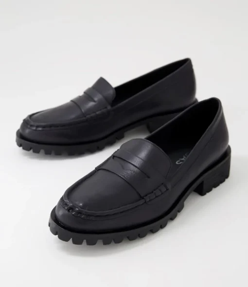 Discount Morla Black Leather Loafers Women Loafers