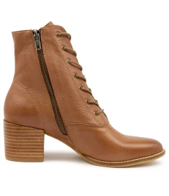 Online Mumble Cognac Leather Women Ankle Boots