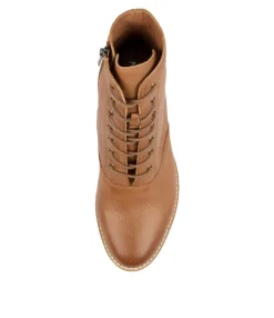 Online Mumble Cognac Leather Women Ankle Boots