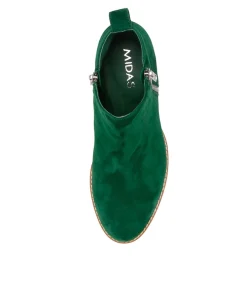 Store Myshka Dark Emerald Suede Ankle Boots Women Ankle Boots