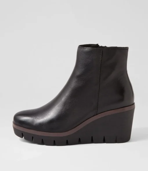 Cheap Neesha Black Leather Ankle Boots Women Ankle Boots