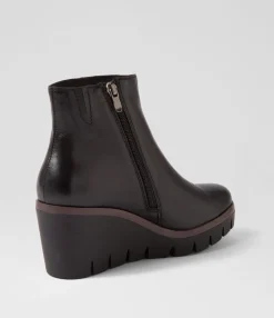 Cheap Neesha Black Leather Ankle Boots Women Ankle Boots