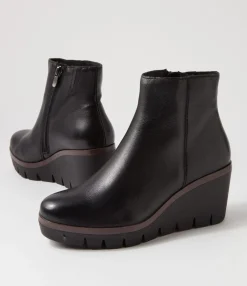 Cheap Neesha Black Leather Ankle Boots Women Ankle Boots