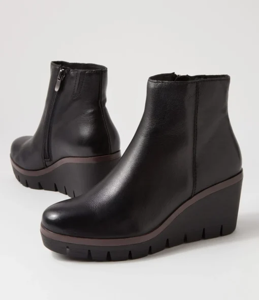 Cheap Neesha Black Leather Ankle Boots Women Ankle Boots