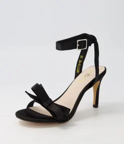 Best Sale Nepitta Black Satin Sandals Women Heels