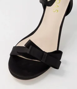 Best Sale Nepitta Black Satin Sandals Women Heels