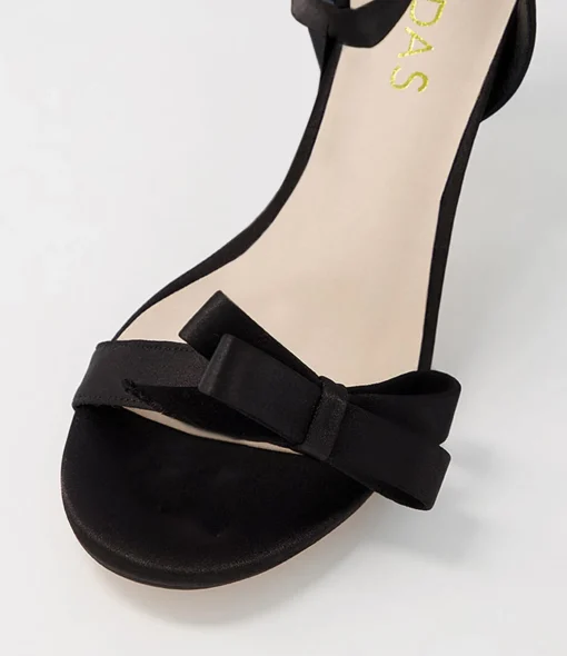 Best Sale Nepitta Black Satin Sandals Women Heels