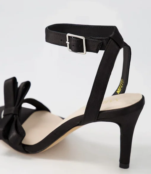 Best Sale Nepitta Black Satin Sandals Women Heels