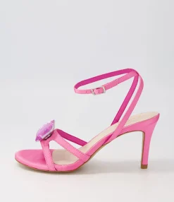 Hot Nino Pink Jewel Satin Sandals Women Heels