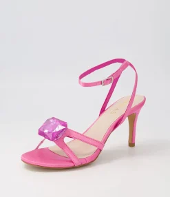 Hot Nino Pink Jewel Satin Sandals Women Heels