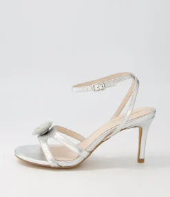 Hot Nino Silver Clear Leather Jewels Sandals Women Heels