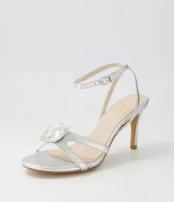 Hot Nino Silver Clear Leather Jewels Sandals Women Heels