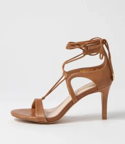 Hot Norrina Tan Leather Sandals Women Heels