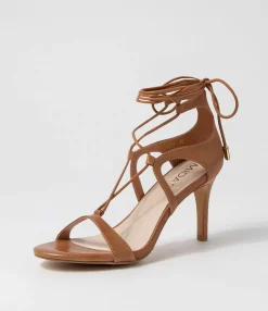 Hot Norrina Tan Leather Sandals Women Heels