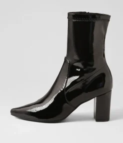 Best Sale Noter Black Stretch Patent Pu Ankle Boots Women Ankle Boots
