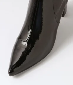 Best Sale Noter Black Stretch Patent Pu Ankle Boots Women Ankle Boots