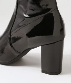 Best Sale Noter Black Stretch Patent Pu Ankle Boots Women Ankle Boots