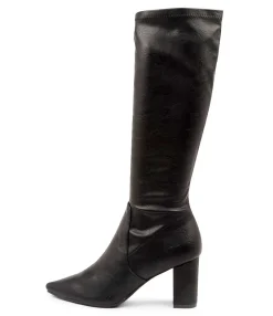 Discount Nyla Black Stretch Smooth Women Boots