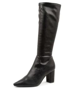 Discount Nyla Black Stretch Smooth Women Boots
