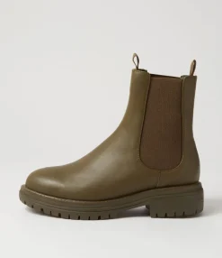 Outlet Oak Boot Olive Leather Chelsea Boots Women Ankle Boots