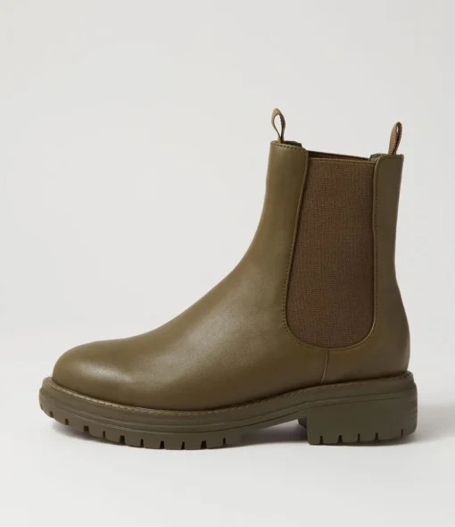 Outlet Oak Boot Olive Leather Chelsea Boots Women Ankle Boots
