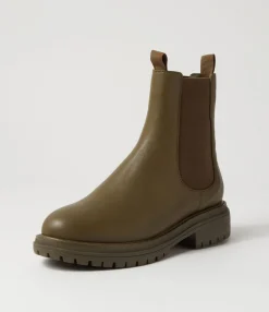 Outlet Oak Boot Olive Leather Chelsea Boots Women Ankle Boots