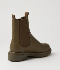 Outlet Oak Boot Olive Leather Chelsea Boots Women Ankle Boots