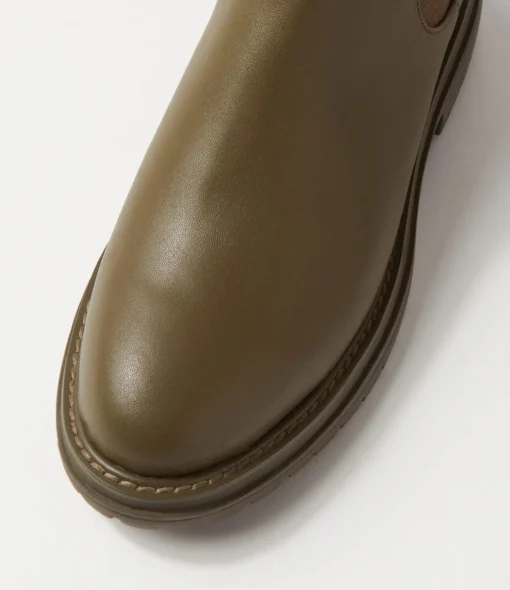 Outlet Oak Boot Olive Leather Chelsea Boots Women Ankle Boots