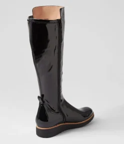 Best Sale Oleve Black Stretch Patent Pu Ankle Boots Women Ankle Boots