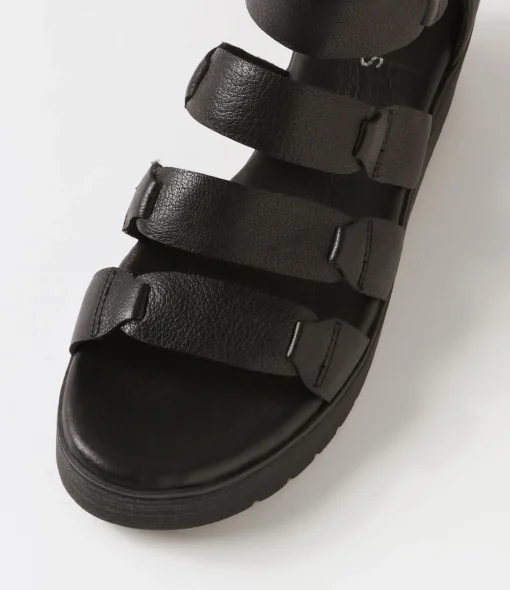 Hot Oloy Black Leather Sandals Women Sandals
