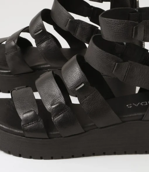 Hot Oloy Black Leather Sandals Women Sandals