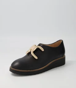 Store Opar Black Leather Flat Shoes Women Flats