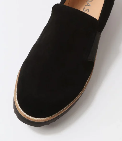 Cheap Orad Black Suede Loafers Women Loafers