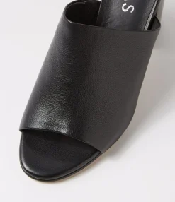 Cheap Orpa Black Leather Slides Women Slides