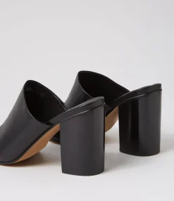 Cheap Orpa Black Leather Slides Women Slides