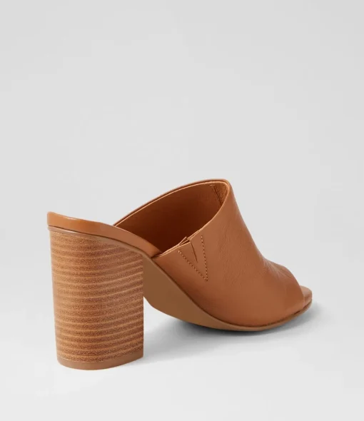 Flash Sale Orpa Dark Tan Natural Heel Leather Slides Women Slides