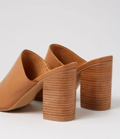 Flash Sale Orpa Dark Tan Natural Heel Leather Slides Women Slides