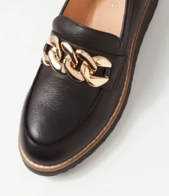 Hot Osie Black Leather Loafers Women Loafers