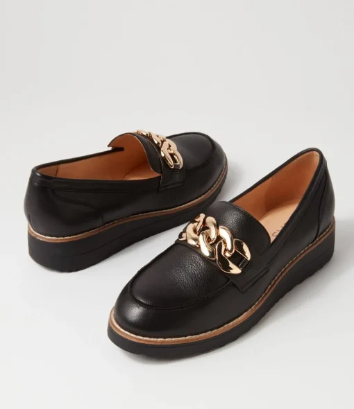 Hot Osie Black Leather Loafers Women Loafers