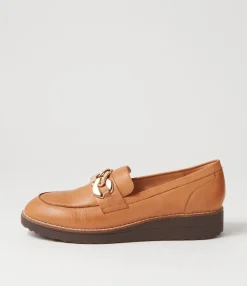 Clearance Osie Dark Tan Choc Leather Loafers Women Loafers