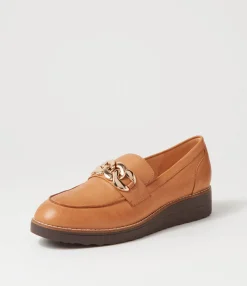 Clearance Osie Dark Tan Choc Leather Loafers Women Loafers