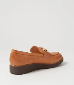 Clearance Osie Dark Tan Choc Leather Loafers Women Loafers