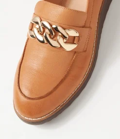 Clearance Osie Dark Tan Choc Leather Loafers Women Loafers