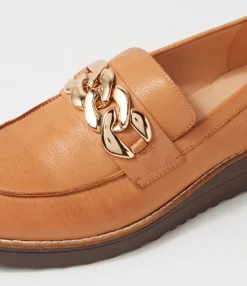 Clearance Osie Dark Tan Choc Leather Loafers Women Loafers