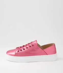 Shop Oskhar Guava Metallic Leather Sneakers Women Sneakers
