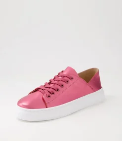 Shop Oskhar Guava Metallic Leather Sneakers Women Sneakers